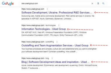 Screenshot of Google search: site:ukad-group.com