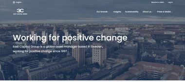 Screenshot of the homepage on the East Capital Group website