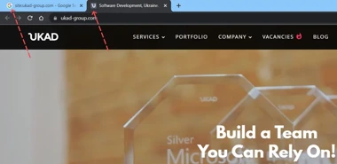 Screenshot with favicons