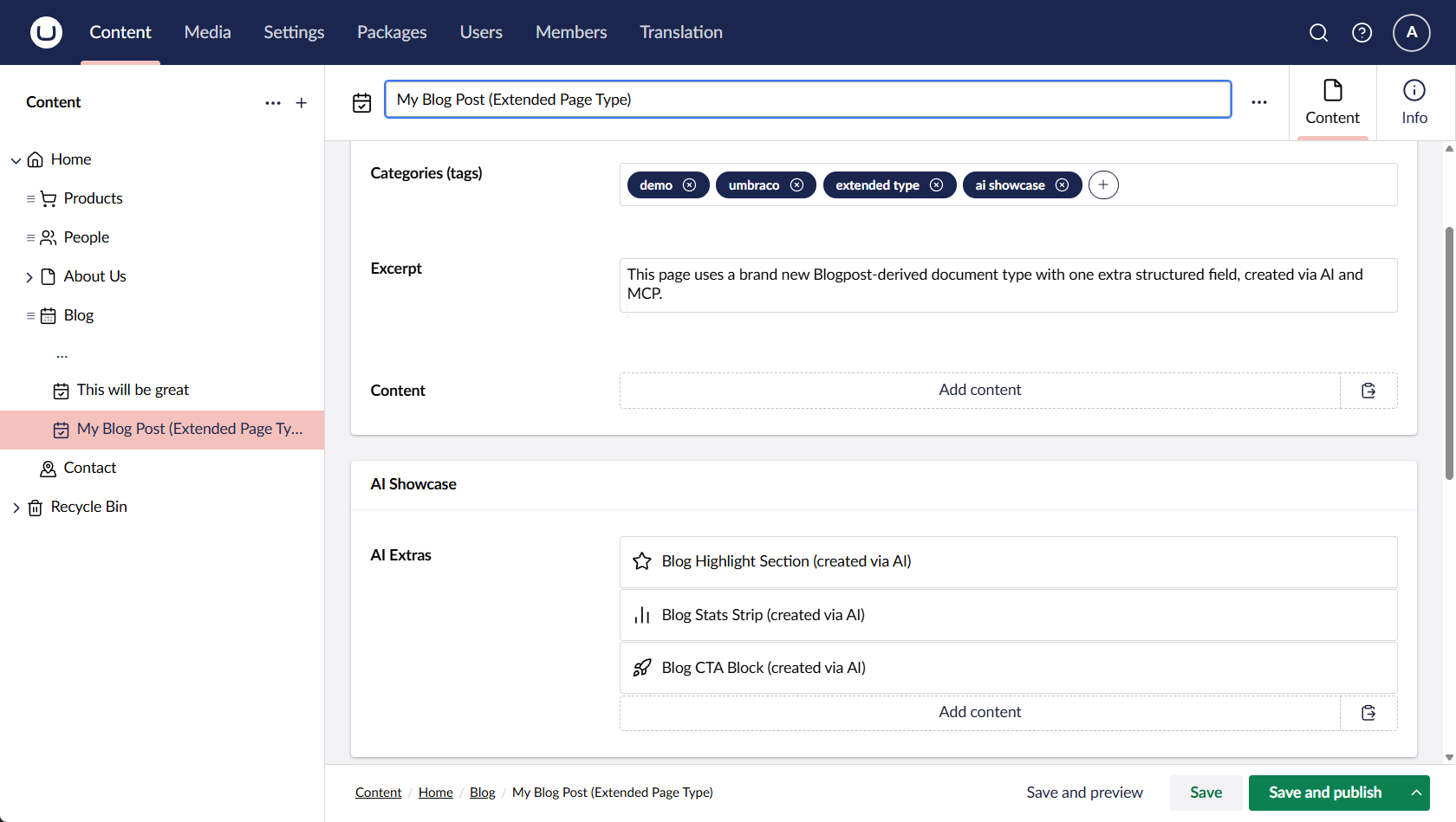 Creating a new page type by extending existing project functionality.