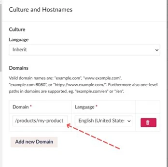 Screenshot with URL structure