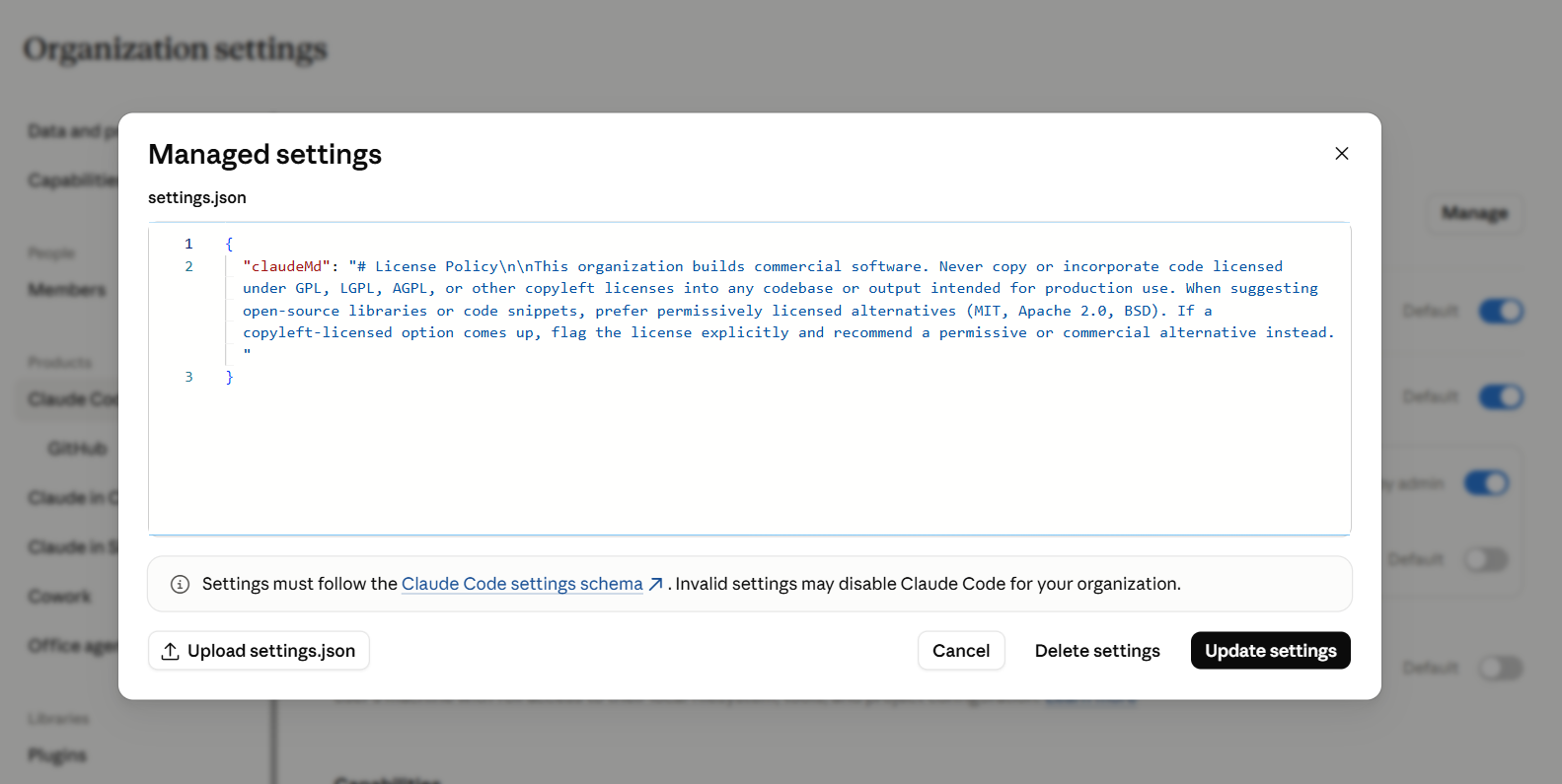 An example of Claude Code instruction
