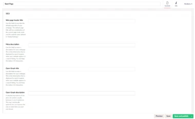 Screenshot from Umbraco CMS: SEO