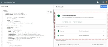 Screenshot with code and test results