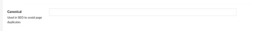 Screenshot from Umbraco CMS with field Canonical