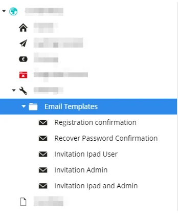 Screenshot with e-mail templates folder